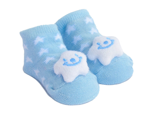 Baby Boy Booties with Rattle