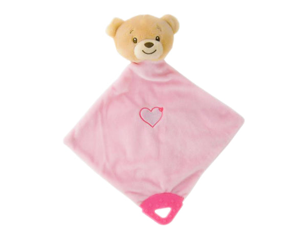 Pink Teddy Comforter Blankie with Teether