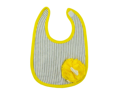 Grey Striped Baby Blossom Bib