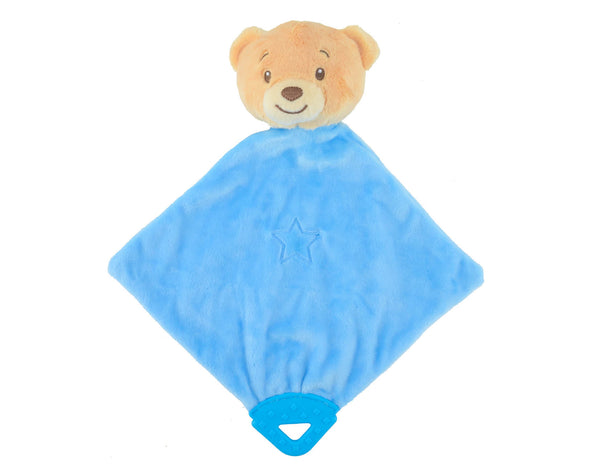 Blue Teddy Comforter Blankie with Teether
