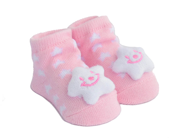 Soft Pink Star Rattle Booties